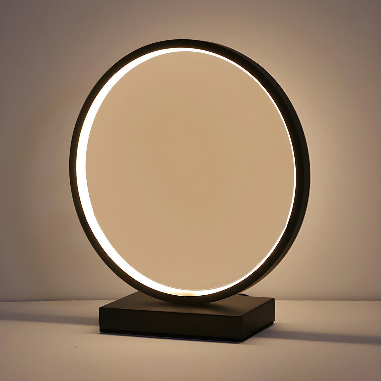 Stylish Couple Silhouette Black Circular Table Lamp Image - 8