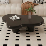 Stylish Cream Wood Free Form Four Legs Coffee Table Image - 2