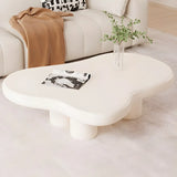 Stylish Cream Wood Free Form Four Legs Coffee Table Image - 3