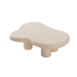 Stylish Cream Wood Free Form Four Legs Coffee Table Image - 5