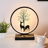 Stylish Creative Deer Silhouette Circle Table Lamp Image - 1