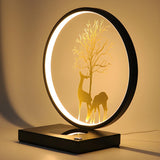 Stylish Creative Deer Silhouette Circle Table Lamp Image - 14