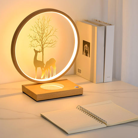 Stylish Creative Deer Silhouette Circle Table Lamp Image - 2