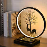 Stylish Creative Deer Silhouette Circle Table Lamp Image - 4