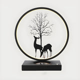 Stylish Creative Deer Silhouette Circle Table Lamp Image - 6