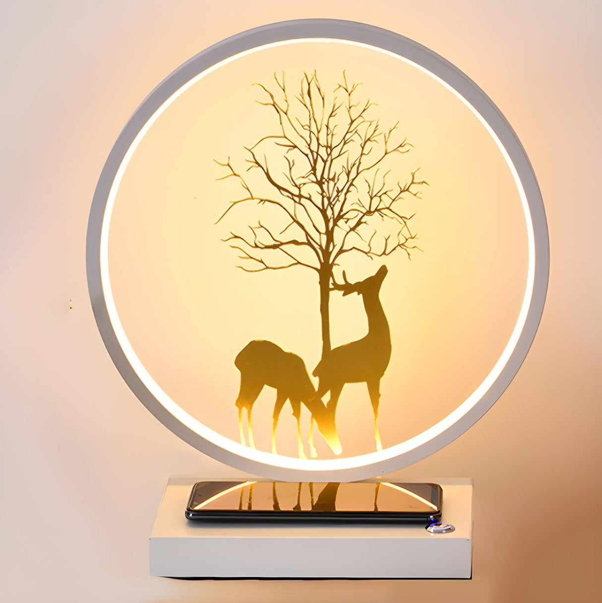 Stylish Creative Deer Silhouette Circle Table Lamp Image - 7