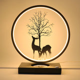 Stylish Creative Deer Silhouette Circle Table Lamp Image - 8