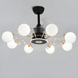 Stylish Crystal Accent Globe Shade Chandelier Fan Light Image - 4