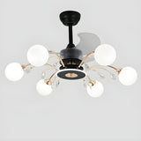 Stylish Crystal Accent Globe Shade Chandelier Fan Light Image - 6