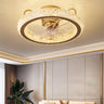 Stylish Crystal Flush Circle Ceiling Fan with Light Image - 3