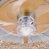 Stylish Crystal Flush Circle Ceiling Fan with Light Image - 7