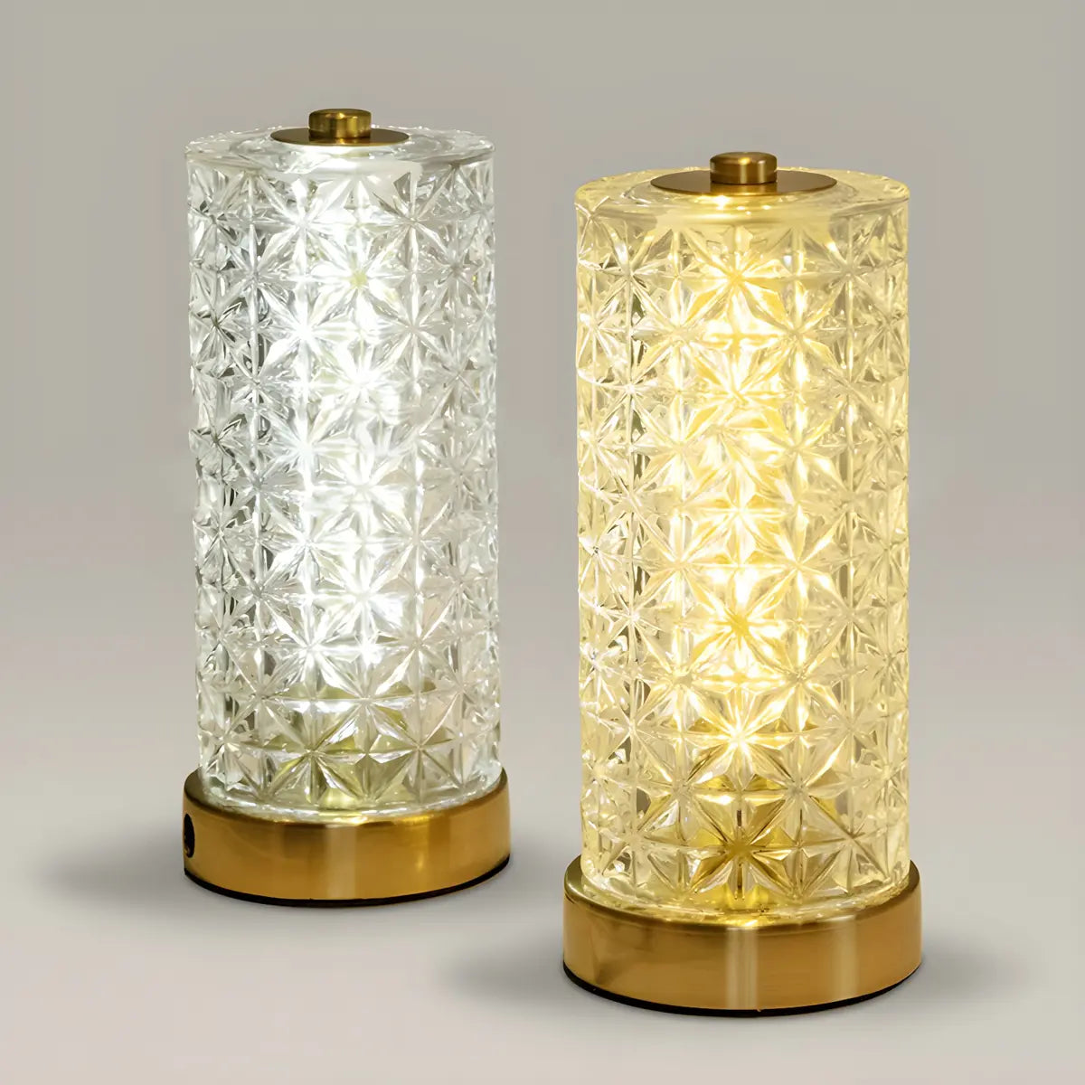 Stylish Crystal Glass Cylindrical LED Table Lamp Image - 10