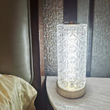 Stylish Crystal Glass Cylindrical LED Table Lamp Image - 17