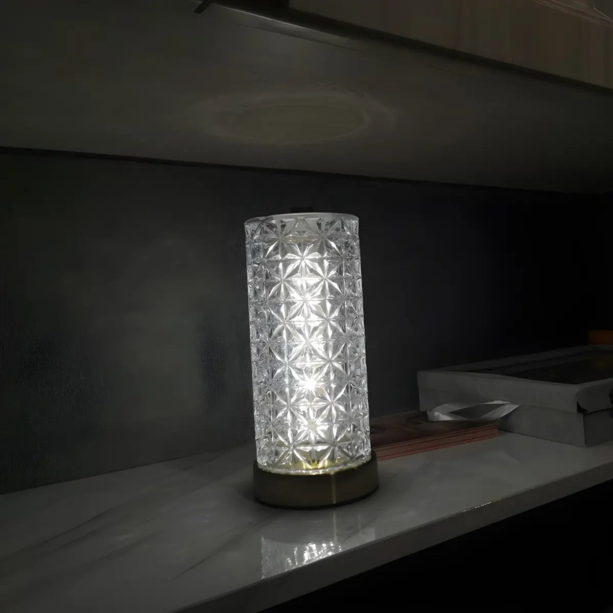 Stylish Crystal Glass Cylindrical LED Table Lamp Image - 5