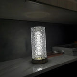 Stylish Crystal Glass Cylindrical LED Table Lamp Image - 5