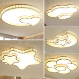 Stylish Crystal Round Heart LED Flush Mount Light Image - 2