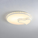 Stylish Crystal Round Heart LED Flush Mount Light Image - 4