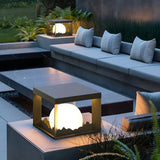 Stylish Cube Ball Decor Outdoor Garden Post Table Lamp Image - 17