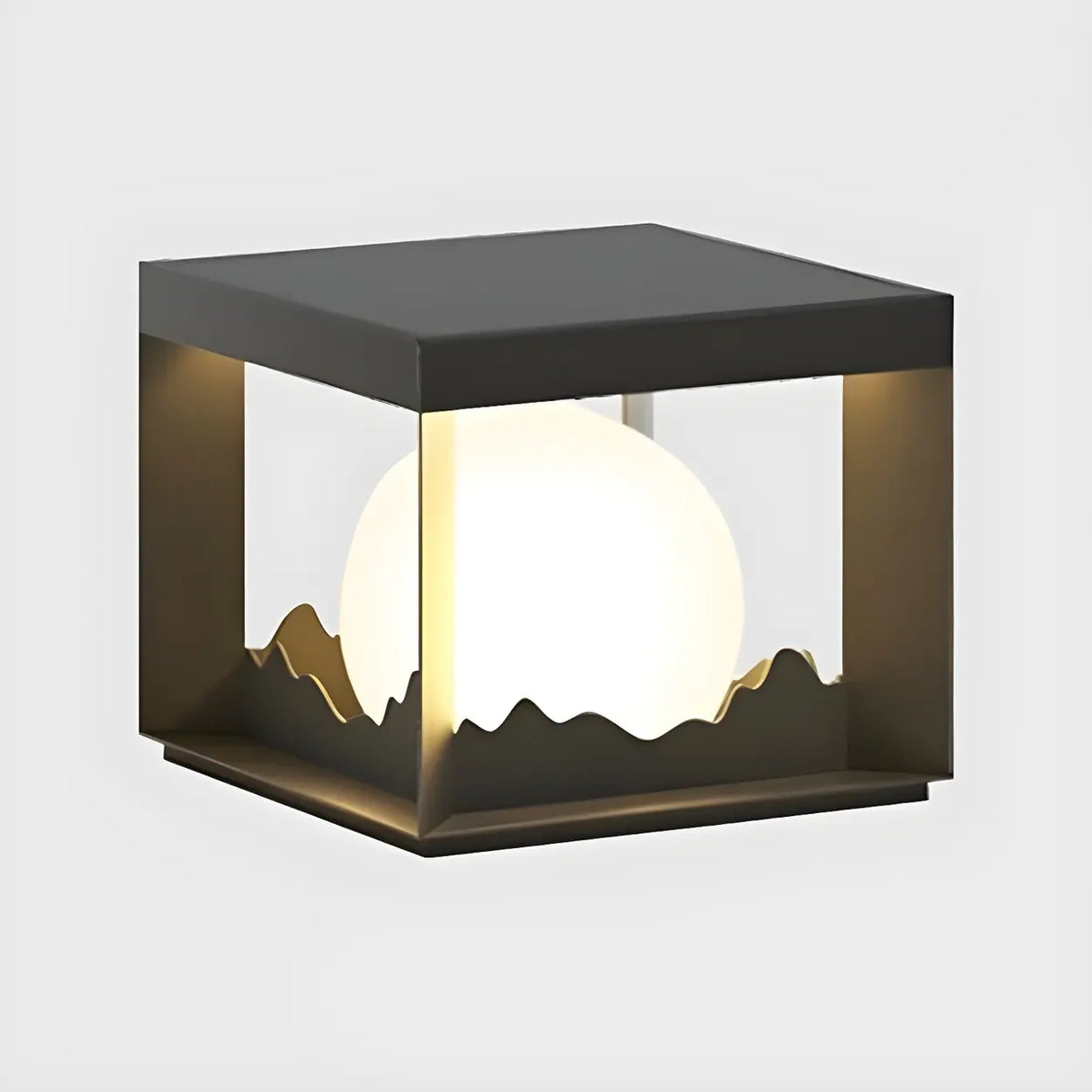 Stylish Cube Ball Decor Outdoor Garden Post Table Lamp Image - 2