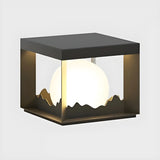 Stylish Cube Ball Decor Outdoor Garden Post Table Lamp Image - 2