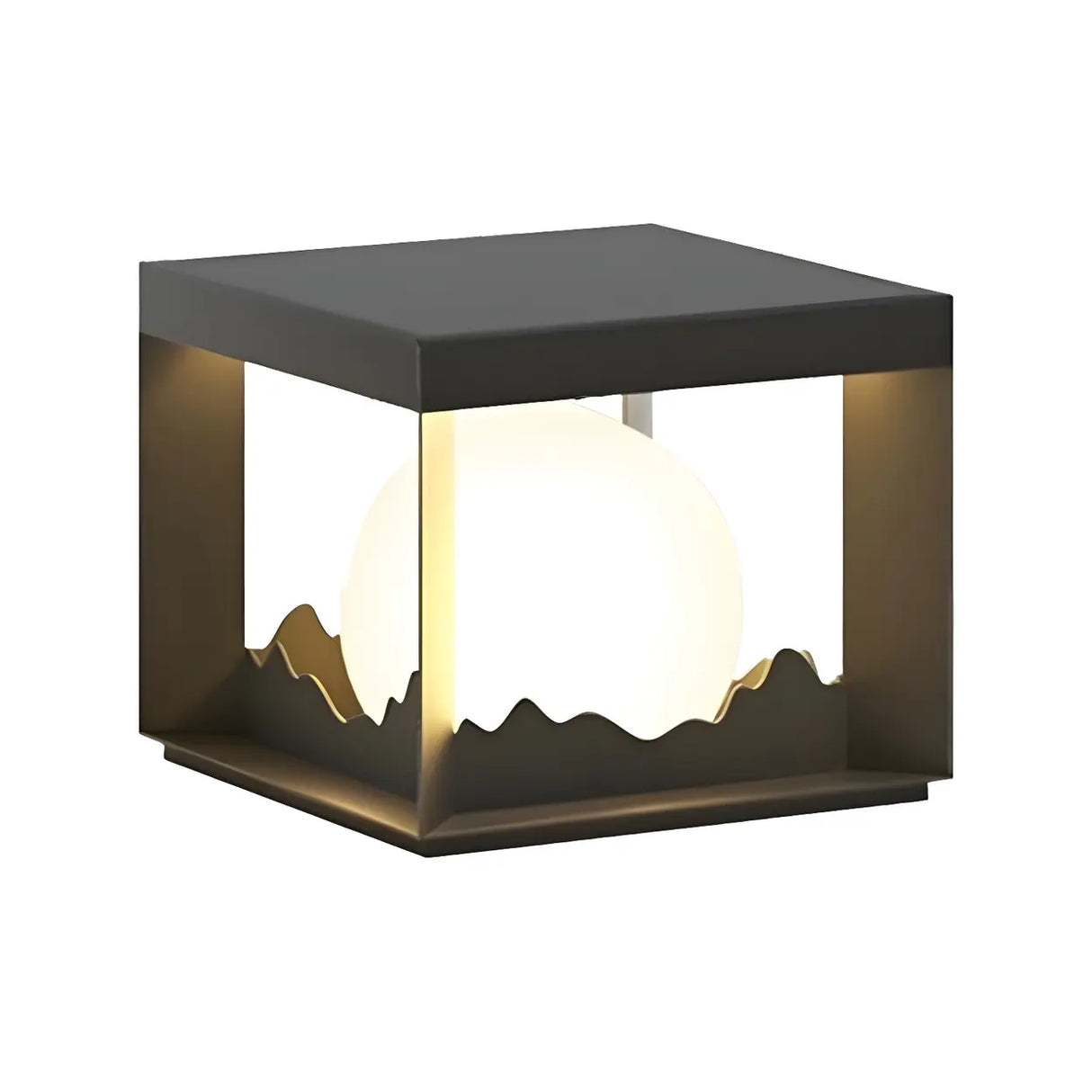 Stylish Cube Ball Decor Outdoor Garden Post Table Lamp Image - 7