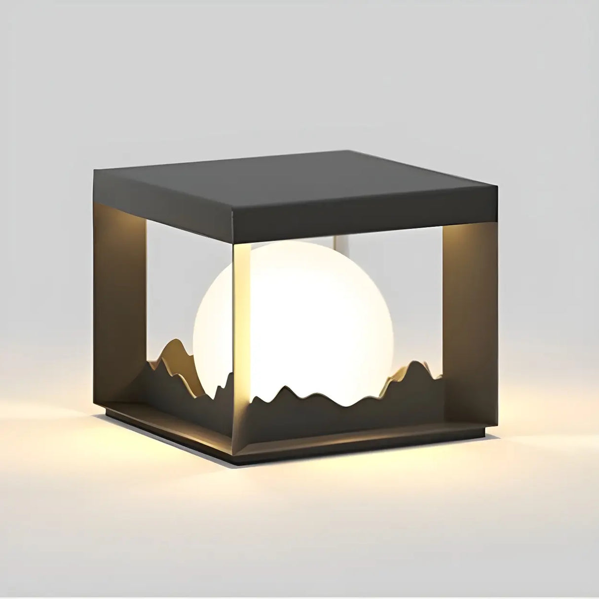 Stylish Cube Ball Decor Outdoor Garden Post Table Lamp Image - 9