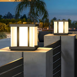 Stylish Cube Black Strip Decor Metal Outdoor Table Lamp Image - 1