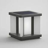 Stylish Cube Black Strip Decor Metal Outdoor Table Lamp Image - 10