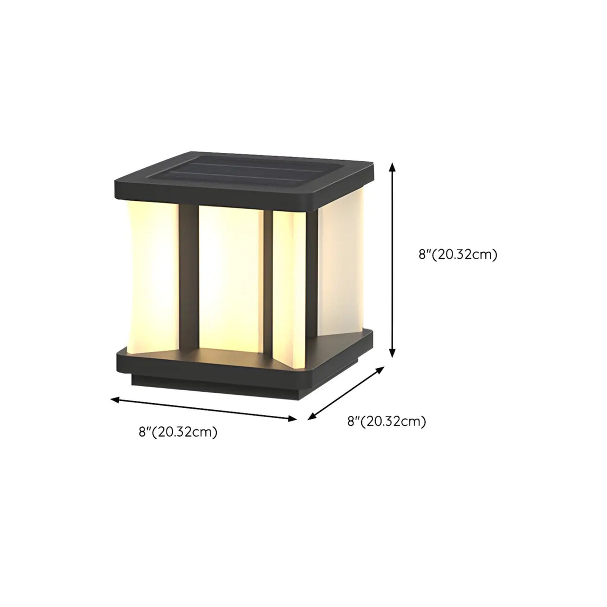 Stylish Cube Black Strip Decor Metal Outdoor Table Lamp 