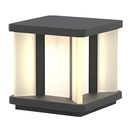 Stylish Cube Black Strip Decor Metal Outdoor Table Lamp Image - 2