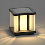 Stylish Cube Black Strip Decor Metal Outdoor Table Lamp Image - 8