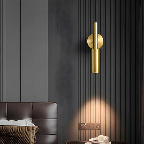 Stylish Cylinder Brass Bedside Reading Wall Sconce Image - 1