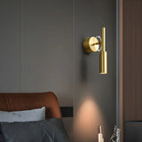 Stylish Cylinder Brass Bedside Reading Wall Sconce Image - 12