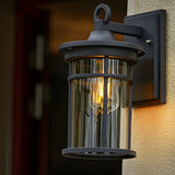 Stylish Cylinder Mini Black Metal Outdoor Wall Lamp Image - 1