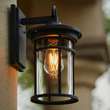 Stylish Cylinder Mini Black Metal Outdoor Wall Lamp Image - 10