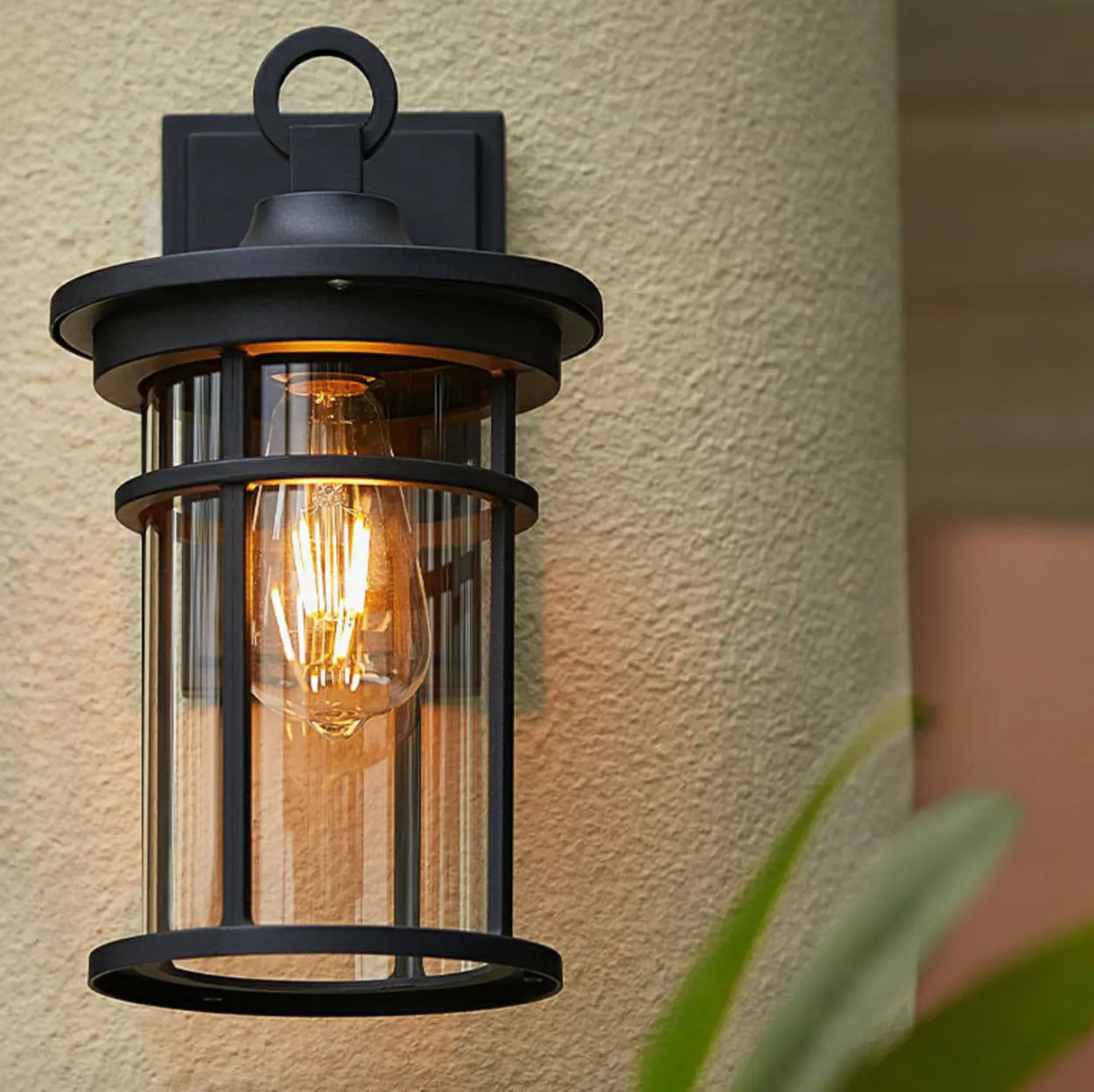 Stylish Cylinder Mini Black Metal Outdoor Wall Lamp Image - 11