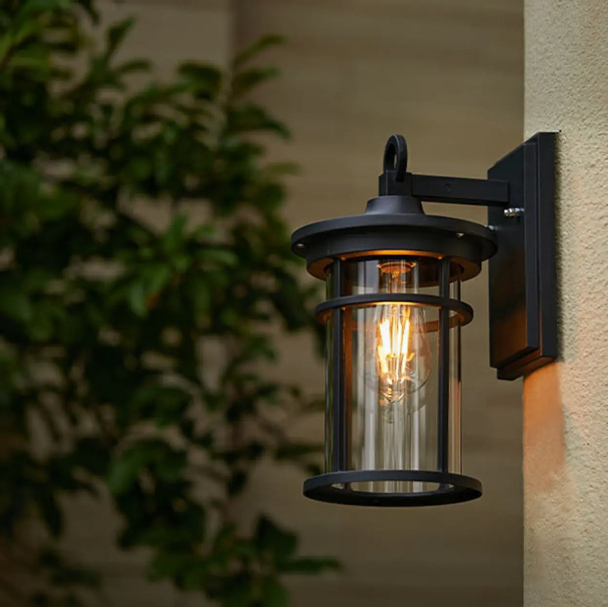 Stylish Cylinder Mini Black Metal Outdoor Wall Lamp Image - 13