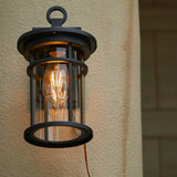 Stylish Cylinder Mini Black Metal Outdoor Wall Lamp Image - 14