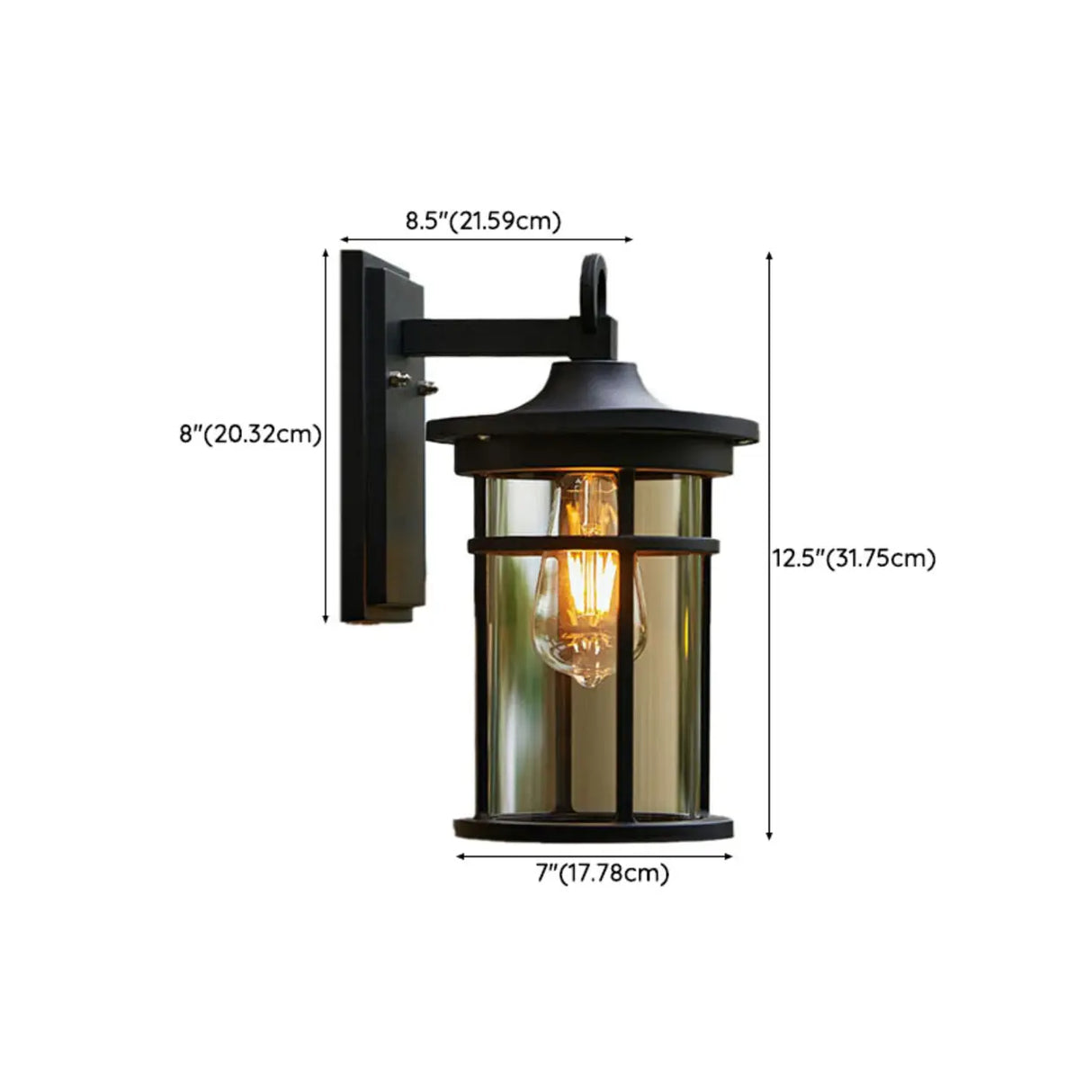 Stylish Cylinder Mini Black Metal Outdoor Wall Lamp 