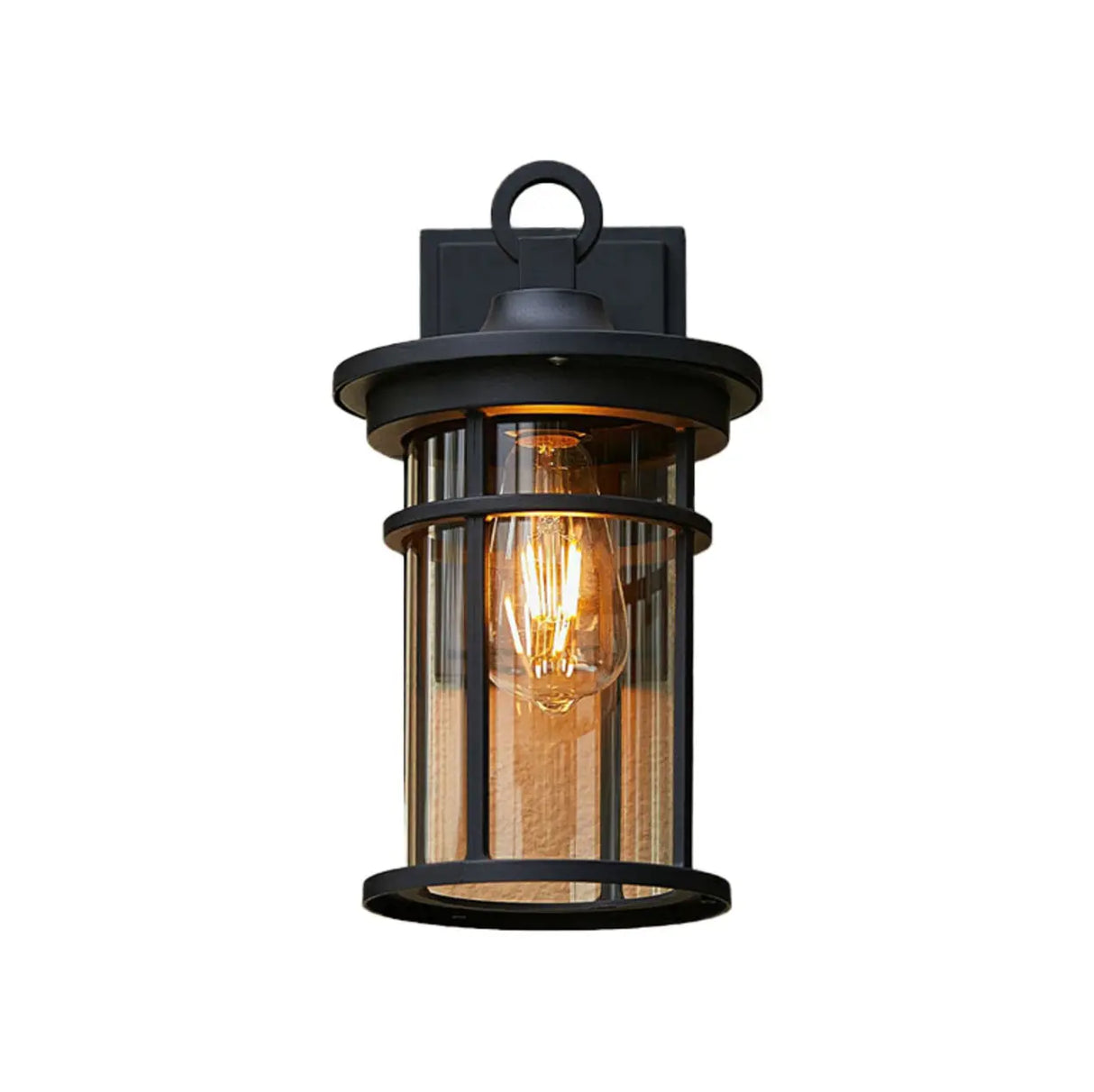 Stylish Cylinder Mini Black Metal Outdoor Wall Lamp Image - 5