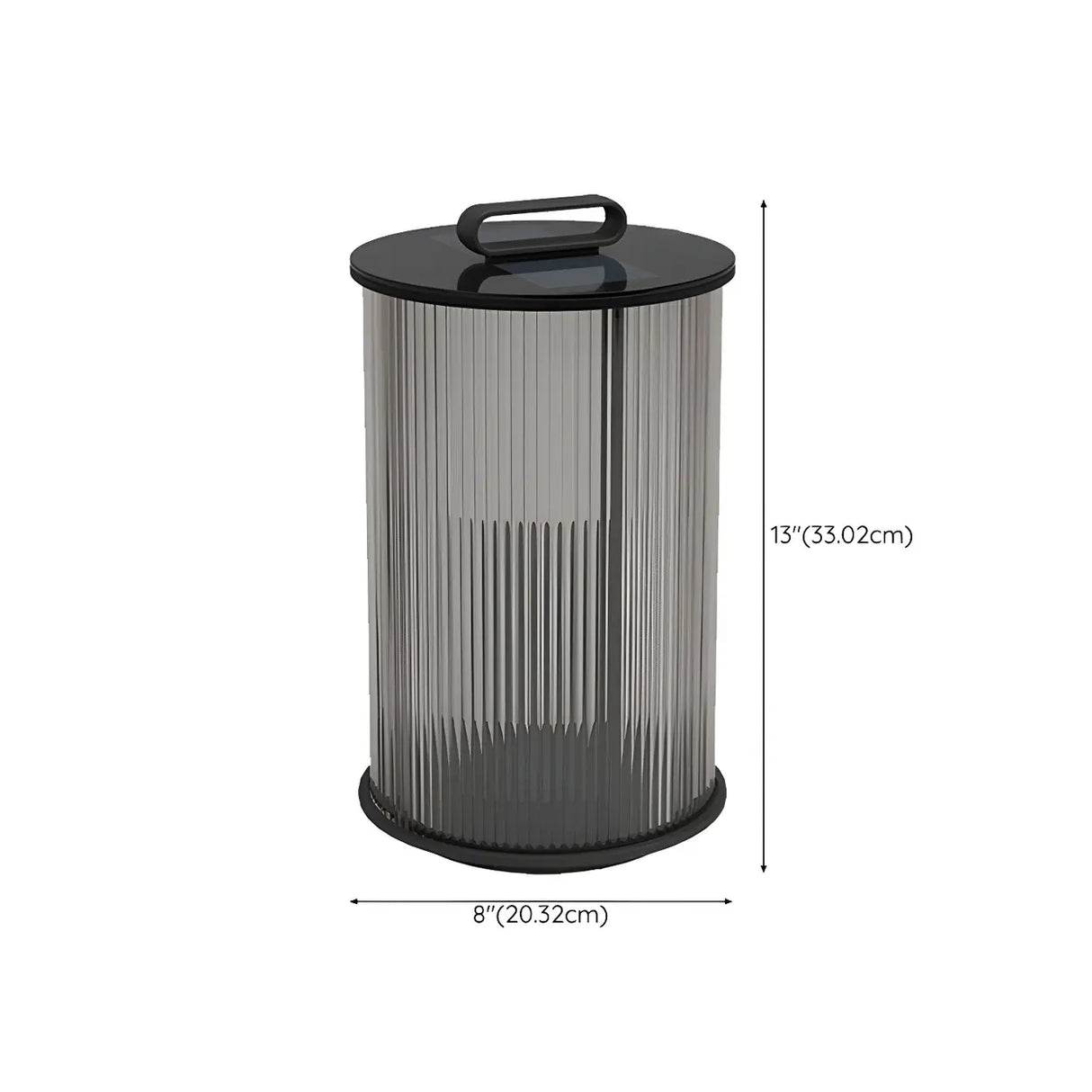 Stylish Cylindrical Glass Outdoor Lantern Table Lamp Black 