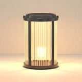 Stylish Cylindrical Metal Outdoor Lantern Table Lamp Image - 9