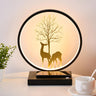 Stylish Deer Silhouette Circle Metal Bedside Table Lamp Image - 1