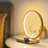 Stylish Deer Silhouette Circle Metal Bedside Table Lamp Image - 12