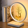 Stylish Deer Silhouette Circle Metal Bedside Table Lamp Image - 3