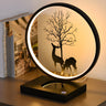 Stylish Deer Silhouette Circle Metal Bedside Table Lamp Image - 4