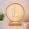 Stylish Deer Silhouette Gold Ring Wood Frame Table Lamp Image - 10