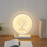 Stylish Deer Silhouette Gold Ring Wood Frame Table Lamp Image - 18