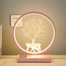 Stylish Deer Silhouette Gold Ring Wood Frame Table Lamp Image - 2