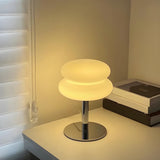 Stylish Double Layer Round Glass Iron Base Table Lamp Image - 1